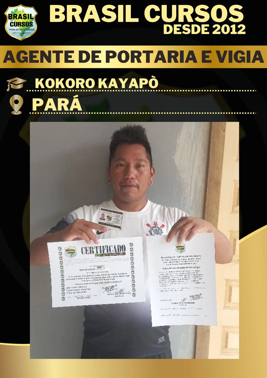 Aluno formado em curso de vigia noturno pela Brasil Cursos